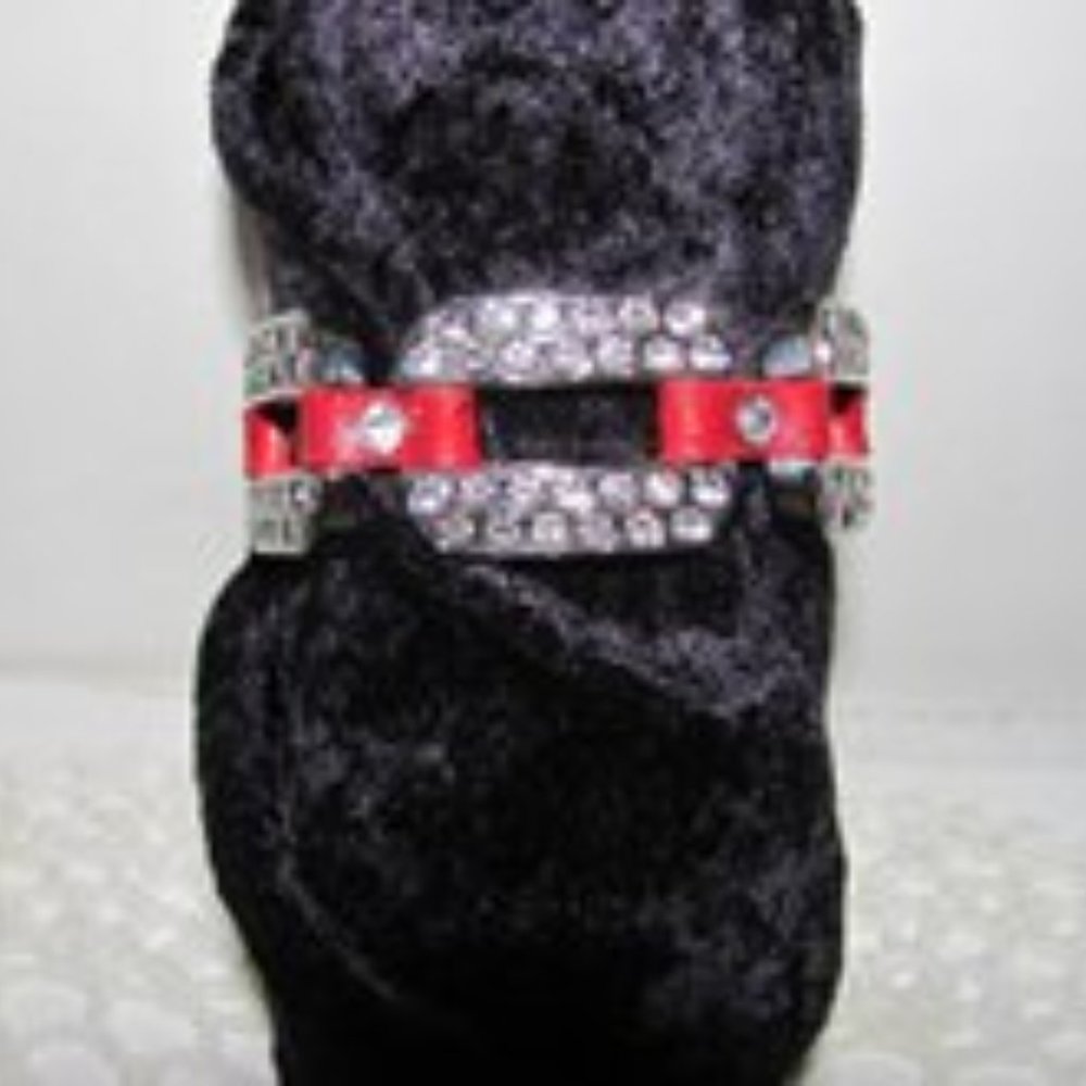 RED SILVERTONE GENUINE LEATHER LINK BRACELET  NEW